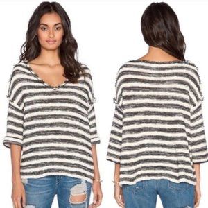 Free People | Striped Spelled Frayed Knit Sweater